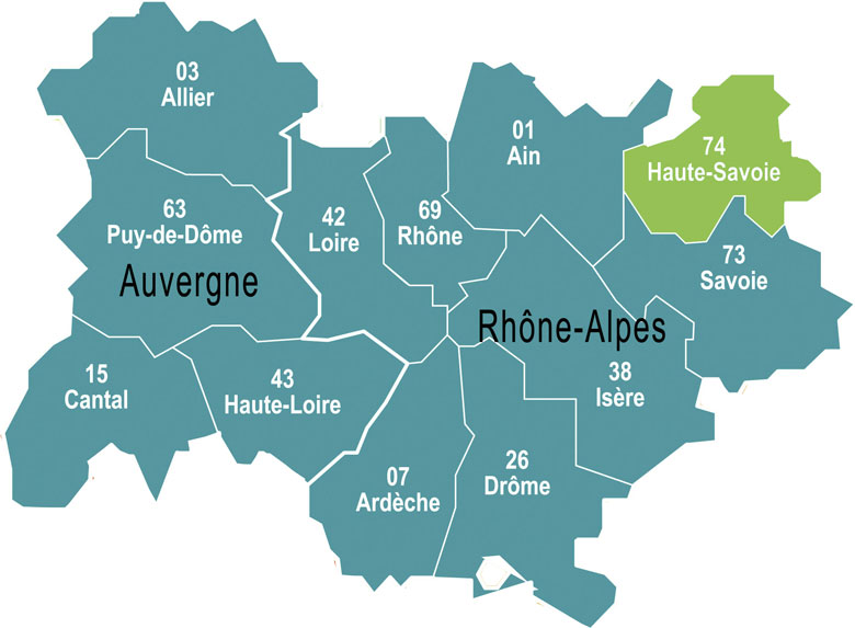 Haute-Savoie en région Auvergne-Rhône-Alpes